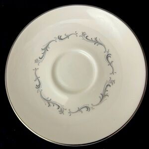 Royal Doulton Saucer set of 4 White Bone China Grey Filigree